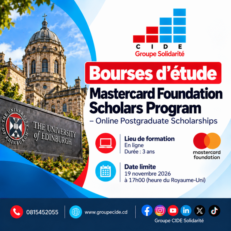Groupe CIDE: Bourses mastercard foundation scholars program – online postgraduate scholarships